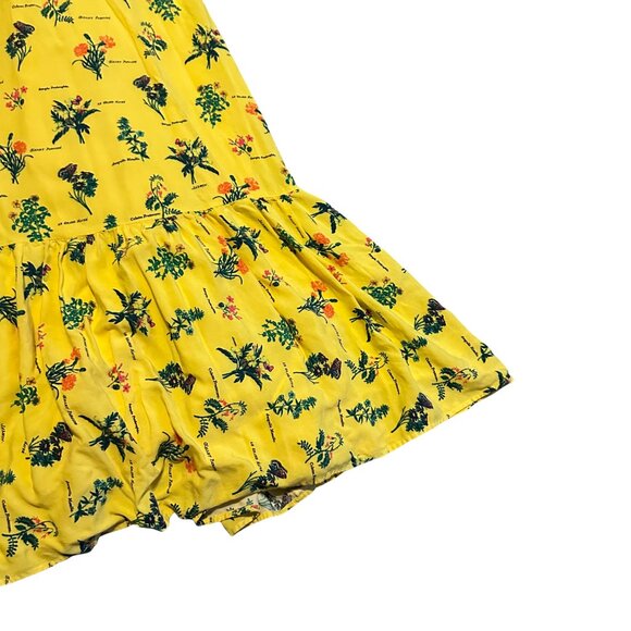 ModCloth Inclined to Impress Bold Yellow Floral Print Dress Cottagecore Sz Large - Picture 10 of 12